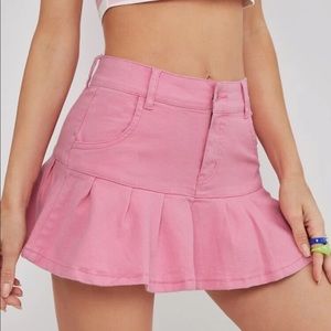 SHEIN PINK FLARE HEM DENIM SKIRT WITHOUT CHAIN